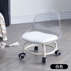 Transparent Plastic Rolling Stool (RANDOM COLOUR)